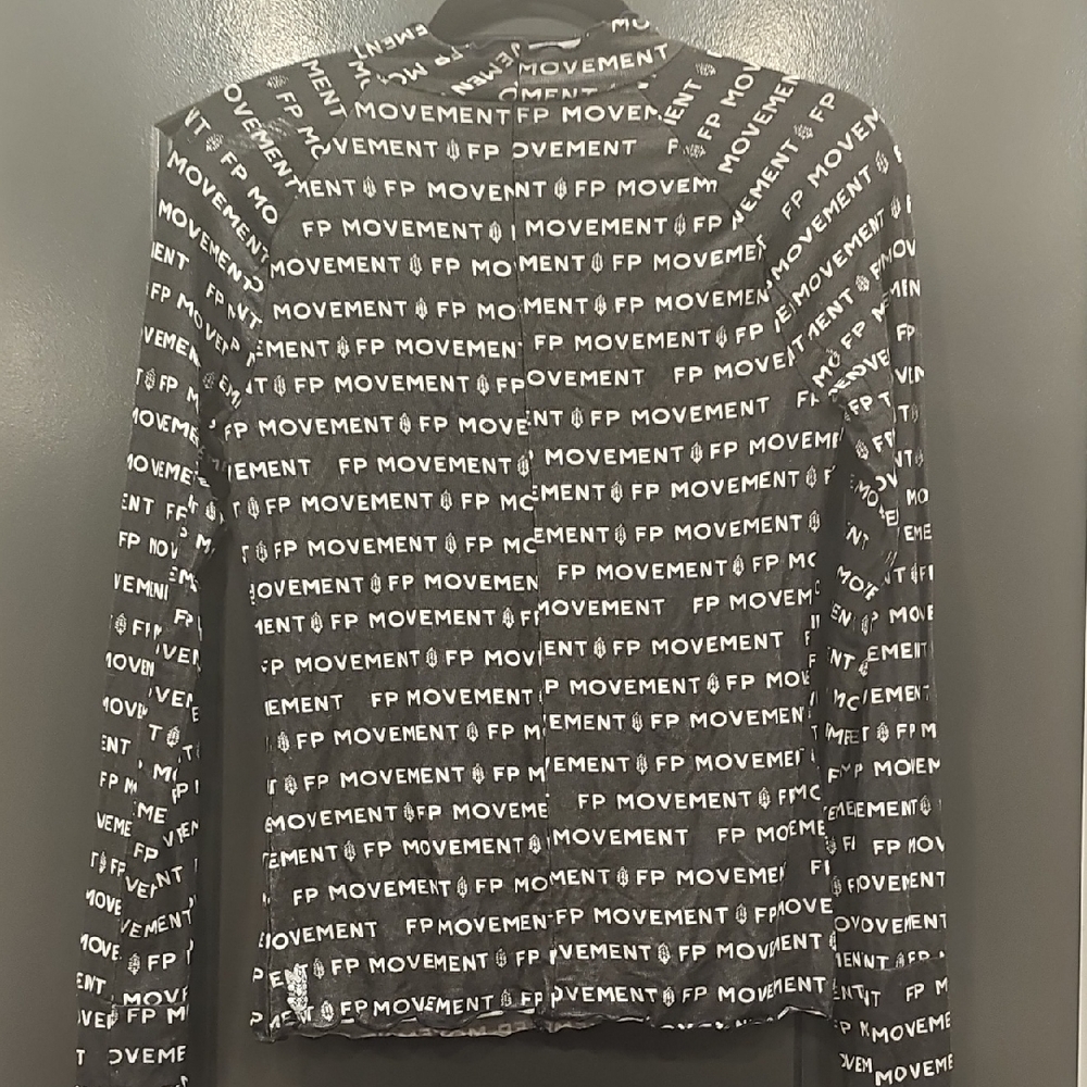 Free People Movement Monogram Ruffled Long Sleeve Shirt